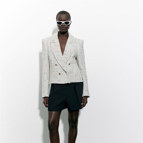 NWT Zara Textured Double-Breasted Blazer - Picture 2 of 12